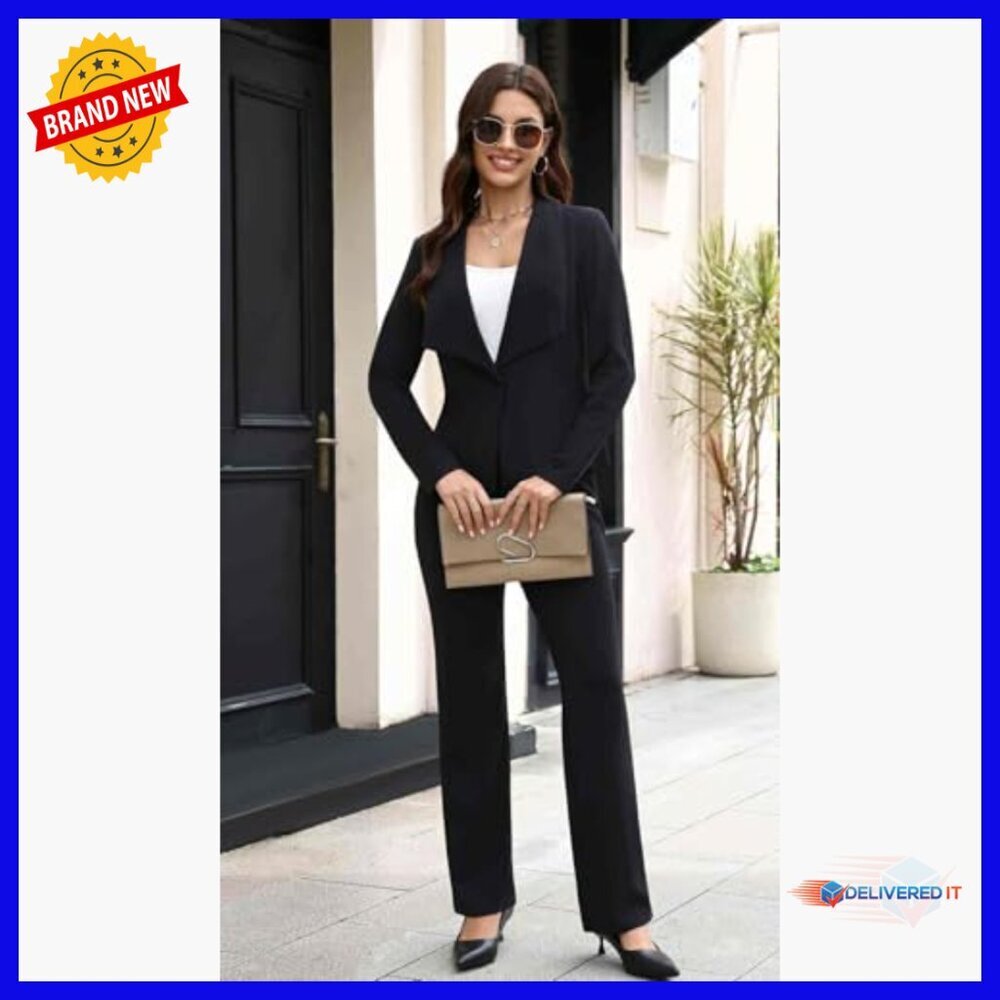 Women's 2-Piece Blazer Pants Set Business Casual Stretch Polyester - Picture 4 of 7
